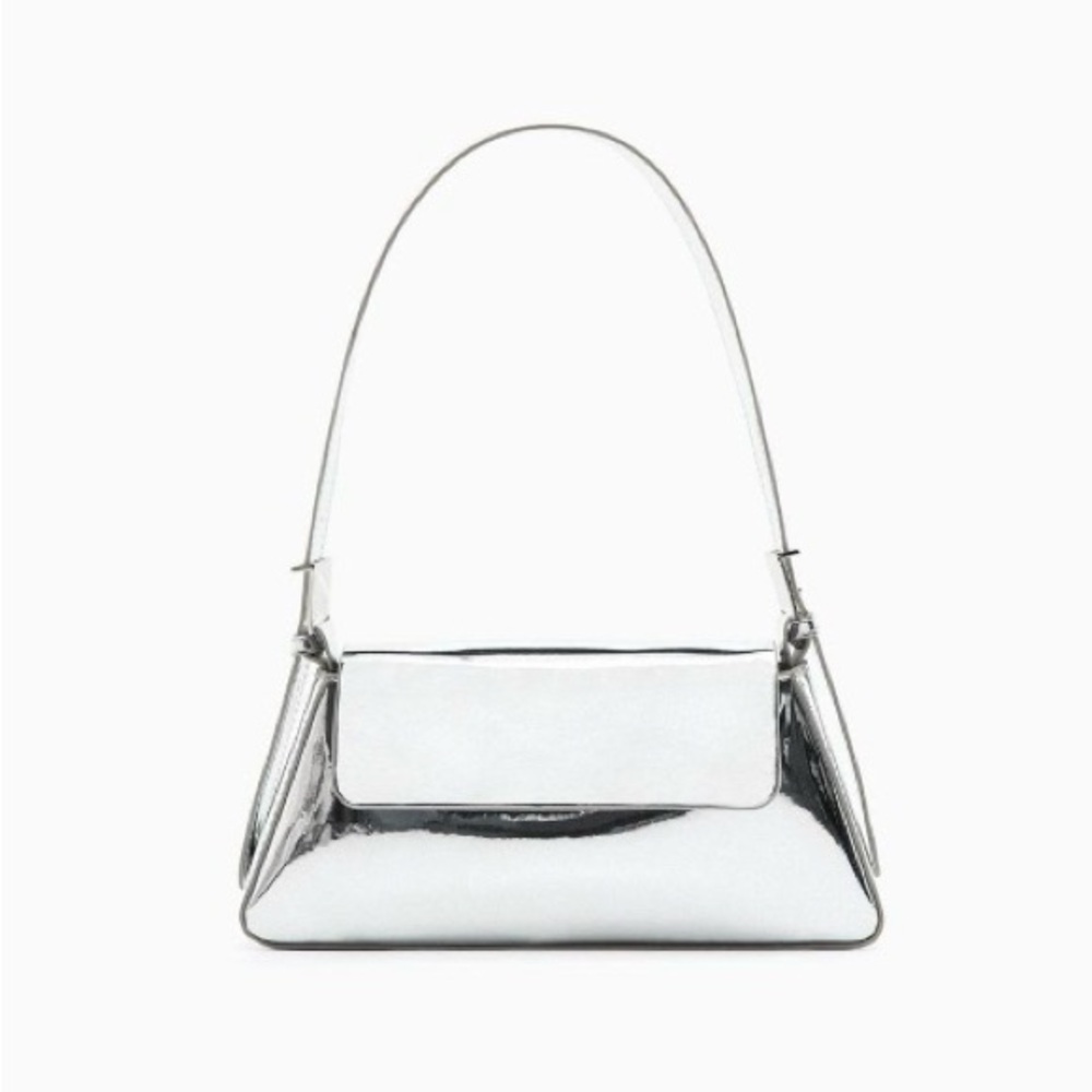 Zara Metallic Silver Shoulder Bag
